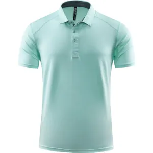 Men's quick-dry mint green polo shirt with breathable ice silk fabric and short sleeves