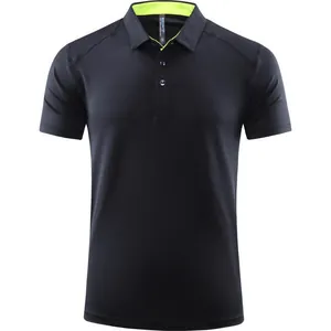 Black quick-dry short sleeve Polo shirt with breathable lime green inner collar accent