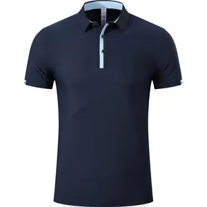 Polo sportiva premium uomo blu navy ad asciugatura rapida con finiture a contrasto azzurro