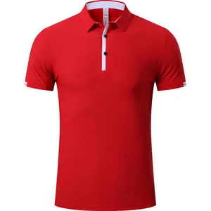 Polo sportiva rossa ad asciugatura rapida per tennis e corsa con colletto bianco a contrasto