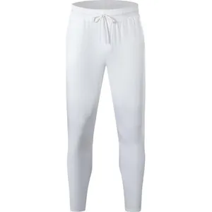 Breathable stretchy white joggers with drawstring elastic waistband for men and women