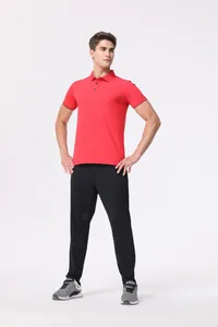 Polo rojo profesional para hombre en tejido transpirable de secado rápido para deporte