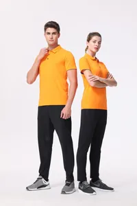 Conjunto de polo naranja transpirable y pantalones negros para hombre y mujer, seco