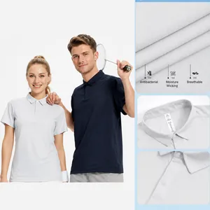 Polo Unisex de Secado Rápido Casual de Negocios Manga Corta Transpirable Color Sólido Top Deportivo Hombre Mujer