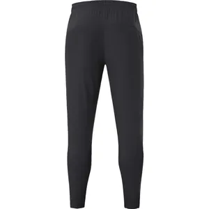 Breathable stretch athletic pants for men and women in black, back view display.