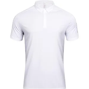 Men's moisture-wicking quick-dry white polo shirt with short sleeves and turn-down collar