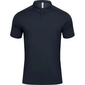 Men's premium quick-dry sports polo shirt in solid navy blue with short sleeves and lapel