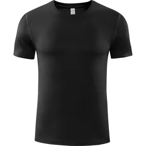 T-shirt de sport noir respirant à séchage rapide pour hommes avec un col rond classique et élégant
