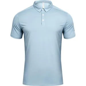 High-quality light blue men's moisture-wicking sport polo shirt with quick-dry fabric
