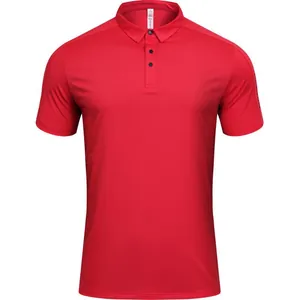 Men's red moisture-wicking quick-dry sport polo shirt featuring short sleeves