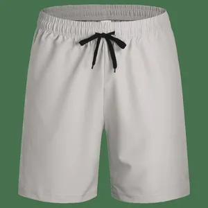 Unisex quick-dry athletic running shorts with adjustable drawstring in light grey