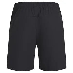 Back view of unisex black quick-dry athletic shorts for running and track sports