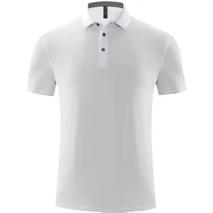 Polo blanco de manga corta para hombre, transpirable, de secado rápido y elástico