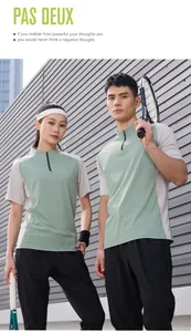 Homme et femme portant des polos de sport à demi-zip respirants et légers pour le tennis