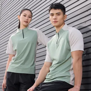 POLO sport décontracté homme et femme avec demi-fermeture éclair, soie glacée