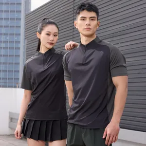 Polos de sport à demi-zip pour hommes et femmes en tissu respirant à séchage rapide