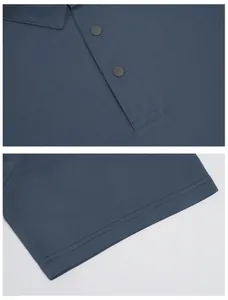 Close-up detail of a breathable quick-dry polo shirt collar and hem stitching