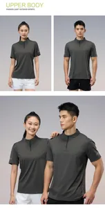 T-shirt de sport en soie glacée à séchage rapide avec demi-zip