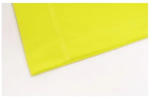 Close-up view of durable hem stitching on breathable neon yellow ice silk athletic t-shirt