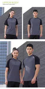 Breathable outdoor sports quick-dry polo shirt for men and women in grey and black