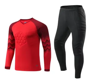 Professional goalkeeper jersey and pants set with protective honeycomb padding