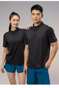 T-shirt de sport en soie glacée à séchage rapide avec demi-fermeture éclair pour adultes