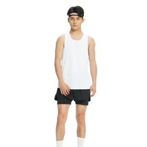 Ensemble de sport débardeur de course blanc et short noir pour homme séchage rapide fitness