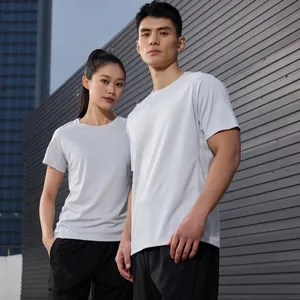 High-performance unisex light grey quick-dry sports T-shirt for running and fitness