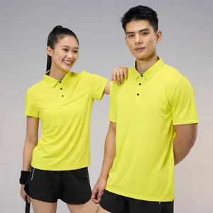 Professional unisex breathable quick-dry neon yellow sports Polo shirt for outdoor running