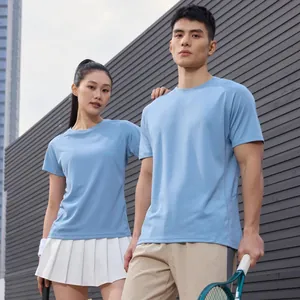 Unisex light blue quick-dry athletic t-shirt for tennis and running outdoor sports wear