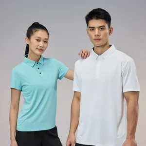 Breathable quick-dry Polo shirts for outdoor sports and marathons in white and aqua colors