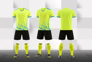 Bright yellow professional soccer jersey set for adults and children training and matches
