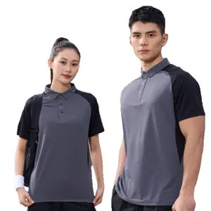 Professional two-tone quick-dry sports polo shirts for men and women in grey and black