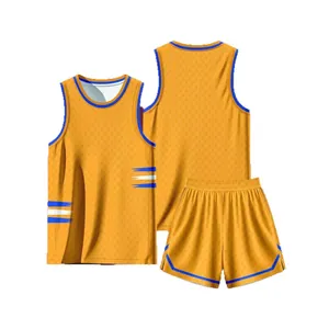 Geel basketbaluniform set met jersey en short voor training