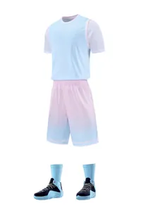 Gradiënt basketbal sportpak met nep-tweedelig shirt en bijpassende shorts voor heren