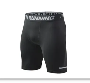 Short de compression noir haute performance pour hommes avec ceinture RUNNING tissée