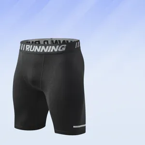 Short de Compression Sport pour Hommes Haute Élasticité Séchage Rapide Collants Fitness pour Course Cyclisme Gym Bas Noir