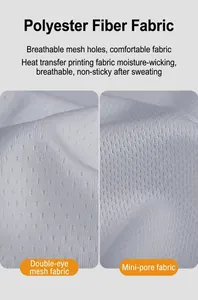 Macro view showing the breathable polyester mesh texture of the football jersey fabric