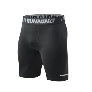 Short de compression noir pour homme avec taille élastique RUNNING pour le fitness