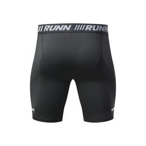 Short de compression noir pour homme, haute élasticité, ceinture RUNN