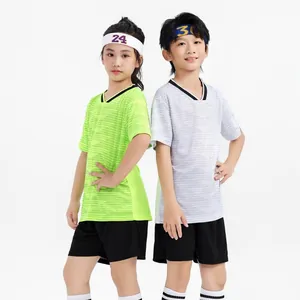 Professional children's football training jersey and shorts set with breathable fabric