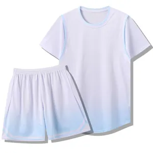 Ademend basketbal tenue set met wit-blauw verloop voor heren sport en team trainingen
