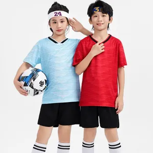 Breathable children's football kit including jersey and shorts for sports training use