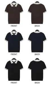 Vorder- und Rückansicht des Herren-Kontrast-Polo-Shirts aus Eisseide in mehreren Farben