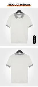 Vorder- und Rückansicht eines weißen Poloshirts aus Seide mit grauem Kontrastkragen.