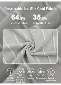 Macro view of breathable ice silk fabric with stripes for men's cooling polo shirt