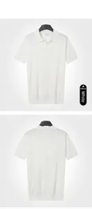 Polo da uomo in maglia a maniche corte bianca con bordi a costine e scollo a V