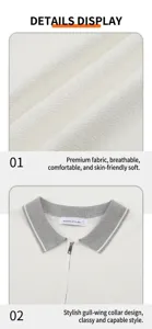 Detailansicht Herren-Eisseiden-Poloshirt mit strukturiertem Strick und Reißverschlusskragen