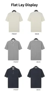 Vorder- und Rückansicht von Herren-Polo-Shirts aus Rippstrick in drei Farben