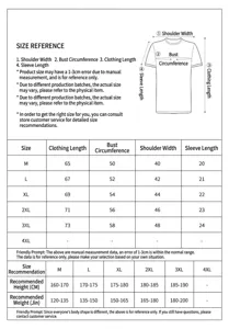 Detailed size guide and recommendation chart for men's short-sleeve ice silk cooling t-shirt